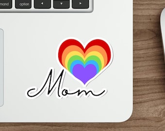 Adesivo mamma, Cuore arcobaleno mamma, Cuore mamma, Amore mamma, Regalo mamma, Festa della mamma, Regalo per la festa della mamma, abbracci gratuiti per la mamma, Orsetto mamma, adesivi ally