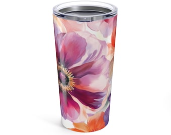 Bloemenbeker 20oz, Cottagecore-beker, botanische beker, beker met prachtige bloemen, beker met pastelkleurige bloemen, preppy beker, beker natuurliefhebber, beker natuurliefhebber