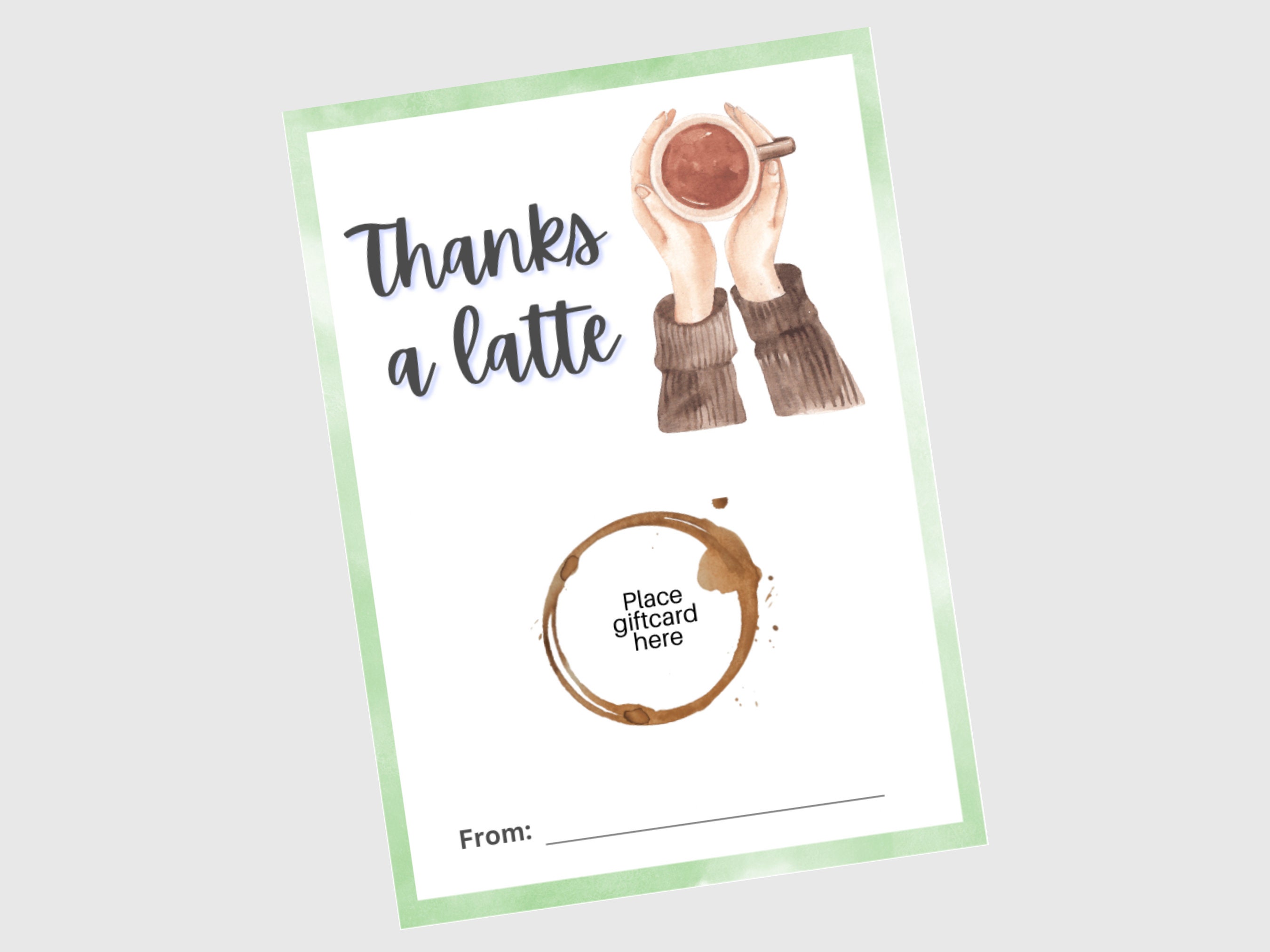 Porte-cartes cadeau café, porte-cartes Thanks A Latte, café cadeau, carte cadeau café, cadeau café, carte cadeau de gratitude, café en cadeau