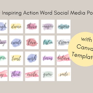Inspirational Social Media Posts, 20 Inspiring Words Social Media Posts with Editable Canva Template, Facebook Posts, Instagram Posts
