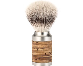 Shaving brush with birch bark handle