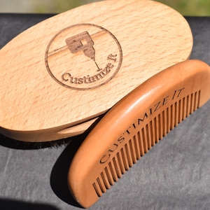 Multi-Pack - Custom Engraved Beard Comb & Custom Engraving Boar Bristle Beard Brush