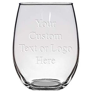 100 Custom Engraved Stemless Wine Glasses