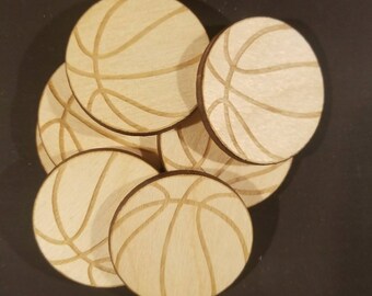 10 Laser Cut Wood Basketballs, Custom Laser Engraved Basketballs