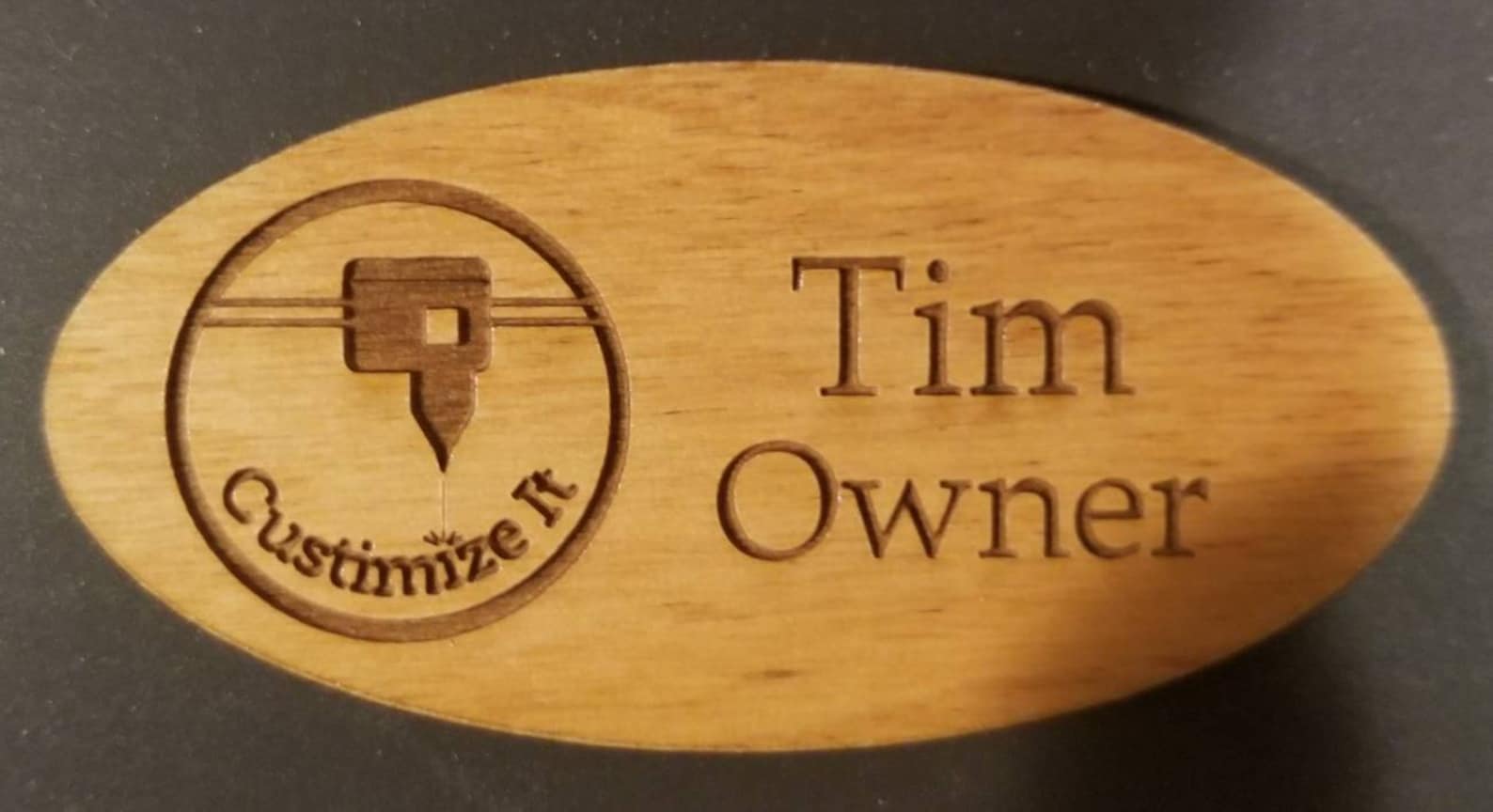 Oval Wood Name Tag Laser Engraved Magnetic Name Tag | Etsy
