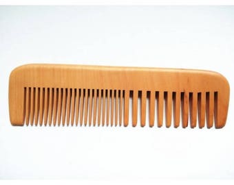 Custom Engraved Wood Beard Comb, Thin & Wide Teeth
