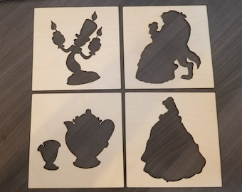 Beauty and the Beast Stencil Set, 4 Piece Craft Cutout