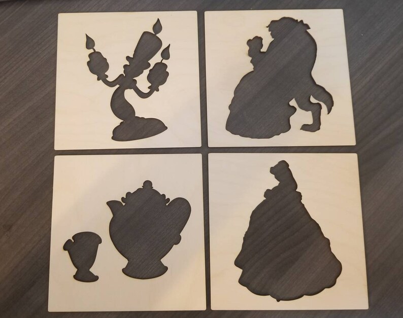 Beauty and the Beast Stencil Set 4 Piece Craft Cutout - Etsy