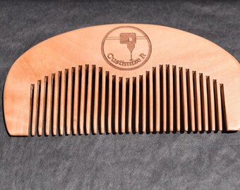 Custom Engraved Wood Beard Comb, Thin Tooth Comb