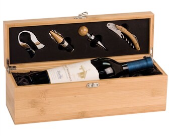 Custom Engraved Wood Wine Box With Tools