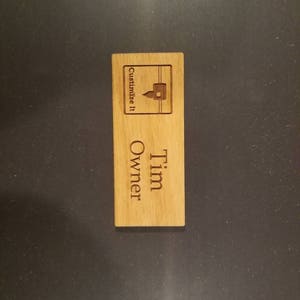 Wood Name Tag, Laser Engraved Magnetic Name Tag image 2