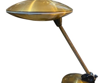 1970s Space Age Gilded Metal Italian Desk Lamp