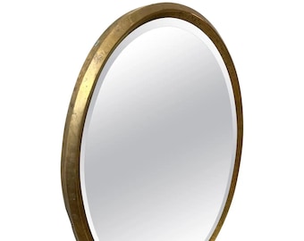 1960s Gio Ponti Style Mid-Century Modern Brass Italian Oval Wall Mirror