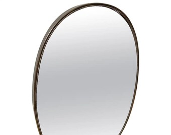 1960s Gio Ponti Style Mid-Century Modern Brass Oval Wall Mirror