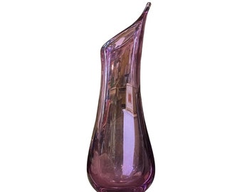 1970s Modernist Blue and Purple Murano Glass Tall Vase