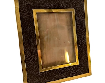 A 1970s High Quality Mid-Century Modern Brass and Skin Italian Picture Frame