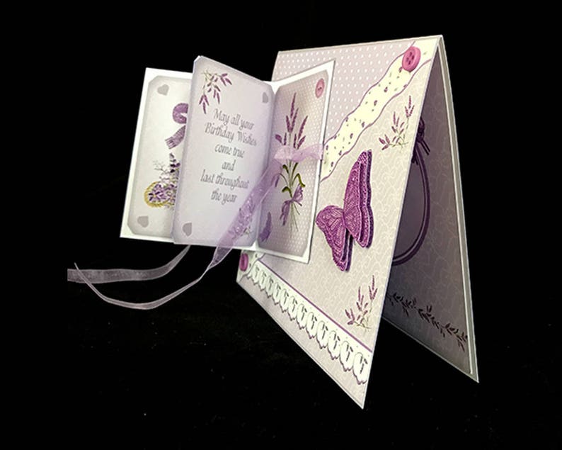 Handmade Card Elegant Lilacs and Butterflies Floral Birthday Greeting Card for Mother Women Friend