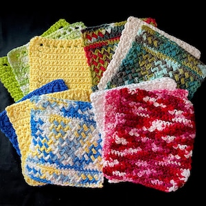 Crochet Cotton Dish Cloths - Set of 3 - Handmade Kitchen Washcloths