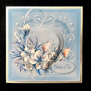 Handmade Blue Floral Card: Butterfly Sympathy Card