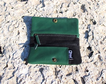 Tabaktasche - Rauchertasche Portemonnaie aus echtem Leder und Canvas - Tabaktasche für Drehtabak Zubehör - Geschenk für Ihn Ihr