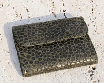 Green Leather Tobacco Pouch: Small Rolling Tobacco Case