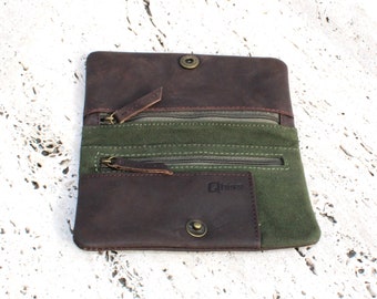 Tobacco Pouch in leather  and cotton