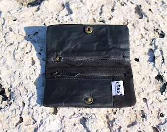 Tobacco pouch - smokers bag wallet in real Leather and canvas - handmade tobacco case for rolling tobacco accessories