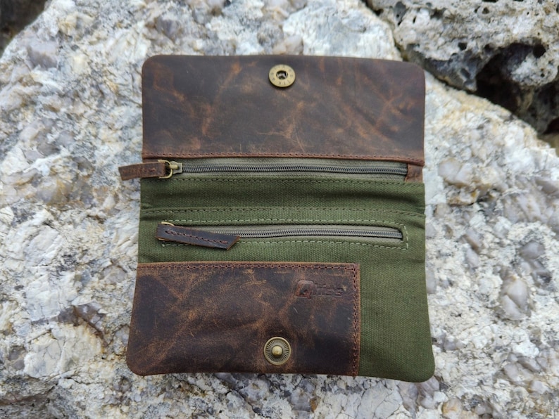 Tobacco Pouch in leather and cotton image 4