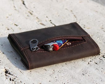 Small Mini Leather Tobacco pouch - smokers bag wallet Tobacco Case in real Leather - Rolling Pouch