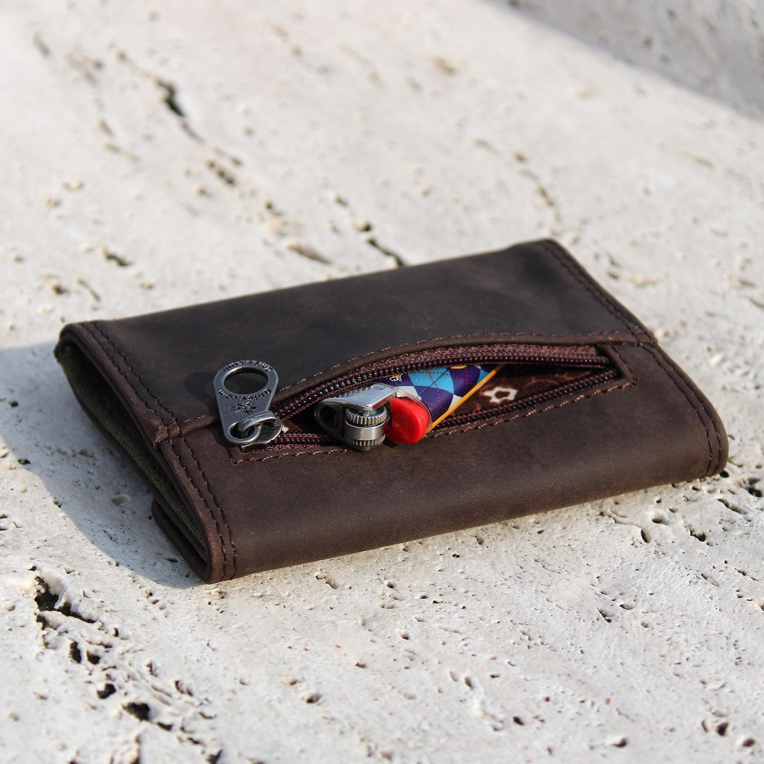mini tobacco pouch Small Mini Leather Tobacco Pouch - Smokers Bag Wallet Tobacco Case in Real  Leather - Rolling Pouch