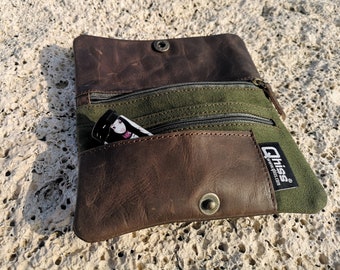 Tobacco Pouch in leather  and cotton