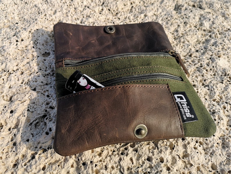 Tobacco Pouch in leather and cotton image 1