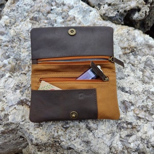 Leather Tobacco pouch - smokers bag wallet in real Leather and cotton  - handmade  rolling tobacco bag