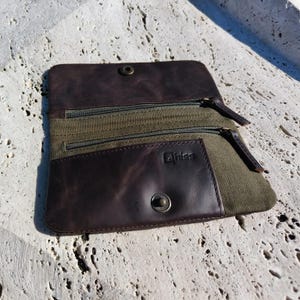 Portatabacco in pelle cuoio e cotone canvas