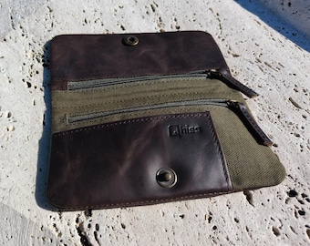 Tobacco Pouch in leather  and cotton