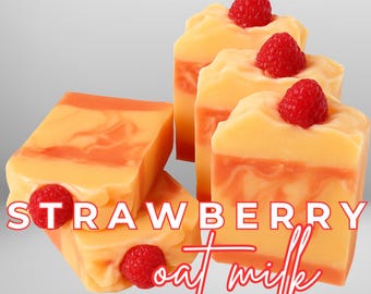 Strawberry Oat Milk Handmade Soap, 1" Cold Process Soap Bars