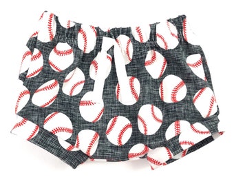 Baseball, baseball bummies, boy bummies, baby gift, first birthday gift, baby boy clothes, baseball clothes, boy shorts, baseball shorts,