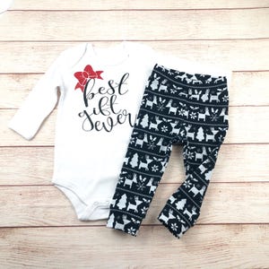 Baby Christmas Outfit: Bodysuit & Knit Leggings Set