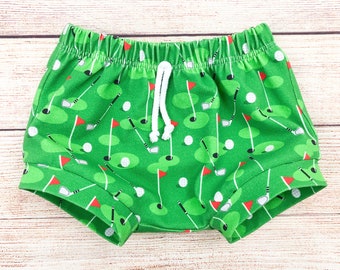 Bummies, Golf, Golf bummies, baby gift, golf shorts, shorts, kids clothes, baby clothes, baby boy shorts, toddler golf clothing,