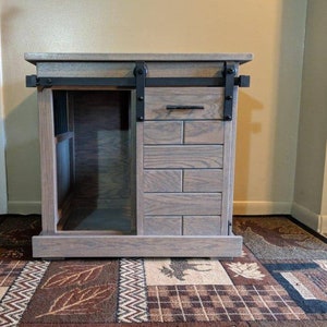 Sliding barn door kennel / #1 In The U.S. / dog kennel / entertainment center / rustic kennel / dog crate / dog furniture /double dog kennel