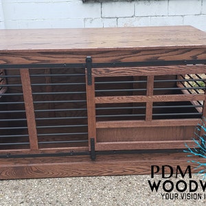 Dual sliding barn door kennel / #1 in the U.S. / custom dog crate kennel / indoor dog kennel / wood dog kennel / pet furniture /rustic crate