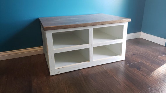 Entryway bench on sale with 4 cubbies