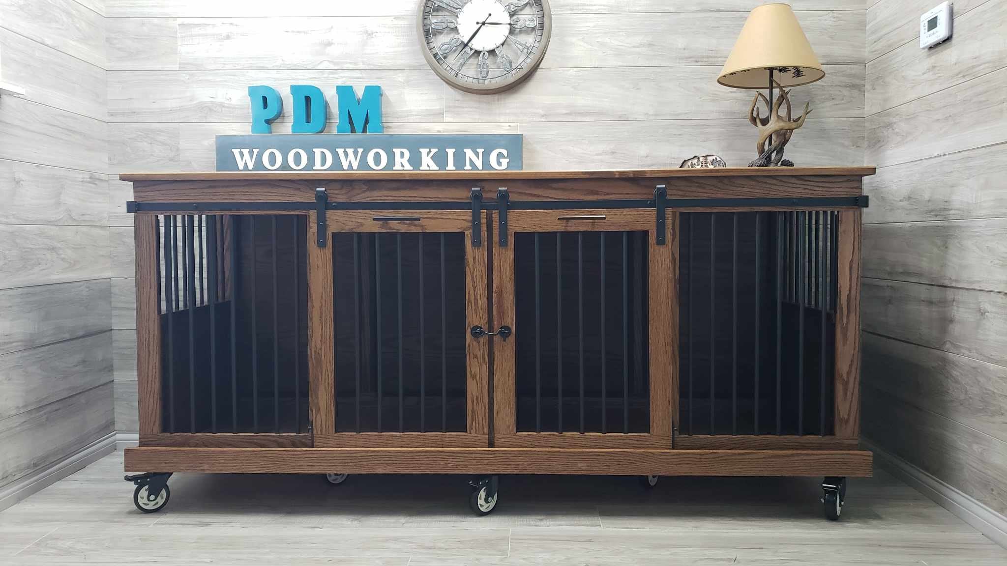 Sliding barn door kennel / #1 In The U.S. / dog kennel / entertainment center / rustic kennel / dog crate / dog furniture /double dog kennel