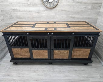 Made To Order / Sliding barn door kennel / #1 In The U.S. / dog kennel / rustic kennel / dog crate / dog furniture /double dog kennel