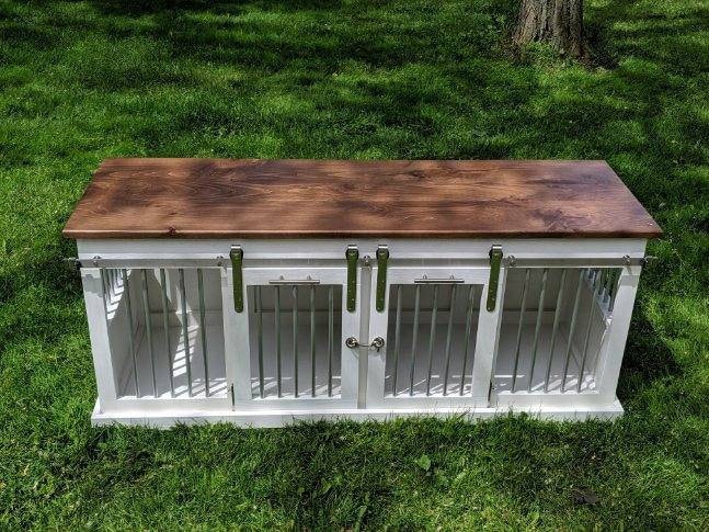 Sliding Barn Door Kennel/#1 in The U.s. Dog Entertainment Center Rustic Crate Furniture /Double