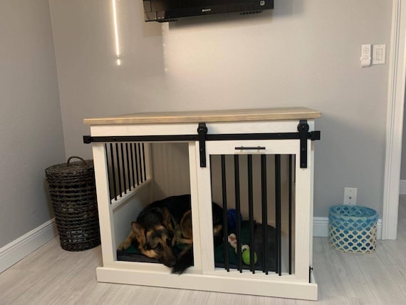 Sliding Barn Door Kennel / 1 in the U.S. / Dog Kennel / Entertainment  Center / Rustic Kennel / Dog Crate / Dog Furniture /double Dog Kennel 