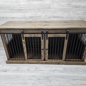 Sliding barn door kennel / #1 In The U.S. / dog kennel / entertainment center / rustic kennel / dog crate / dog furniture /double dog kennel