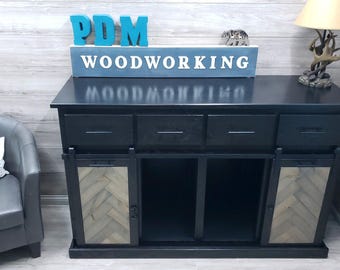 Sliding barn door kennel with drawers / #1 in the U.S. / custom dog kennel/crate / handmade pet furniture / rustic kennel / wooden dog crate