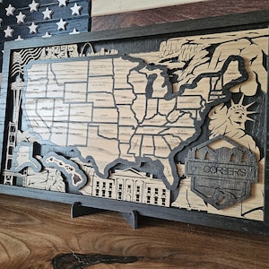 Custom USA Travel Map | Laser Cut Wood Wall Art | Personalized Family Road Trip Tracker | Rustic Decor | Gift for Travelers