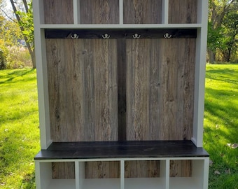 Custom halltree / entryway bench / storage bench / mudroom locker / entryway unit / coat rack / storage cubbie / shoe storage /Free shipping